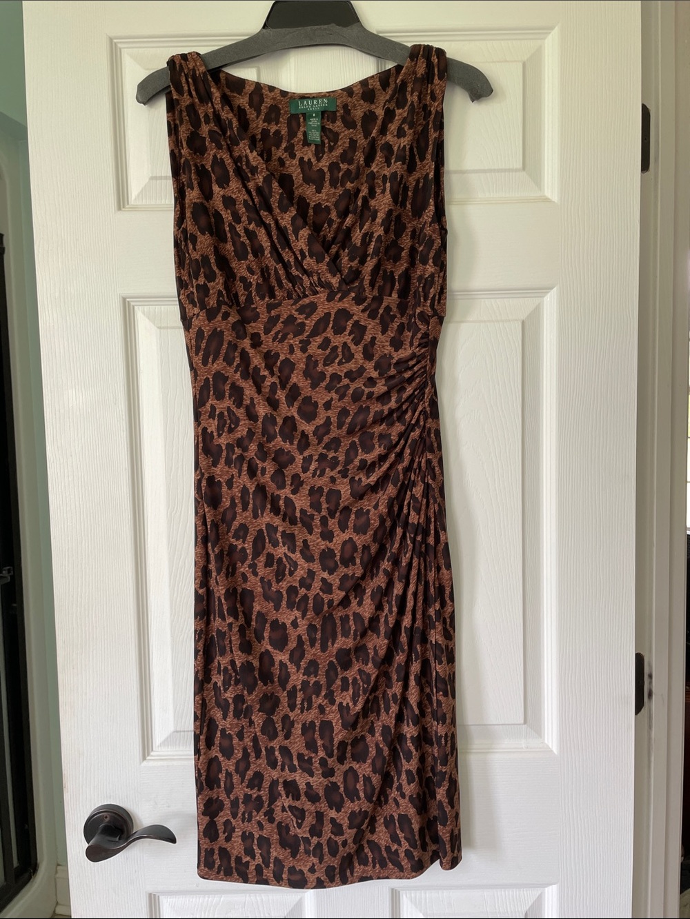 Lauren Ralph Lauren Brown and Black Leopard Midi Dress